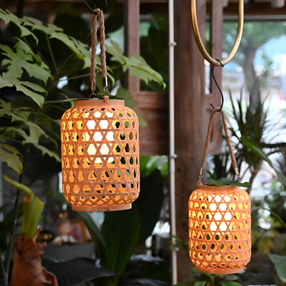 Waterproof Solar Retro Rattan Lanterns Hanging Lights