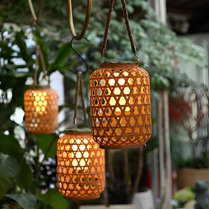 Waterproof Solar Retro Rattan Lanterns Hanging Lights