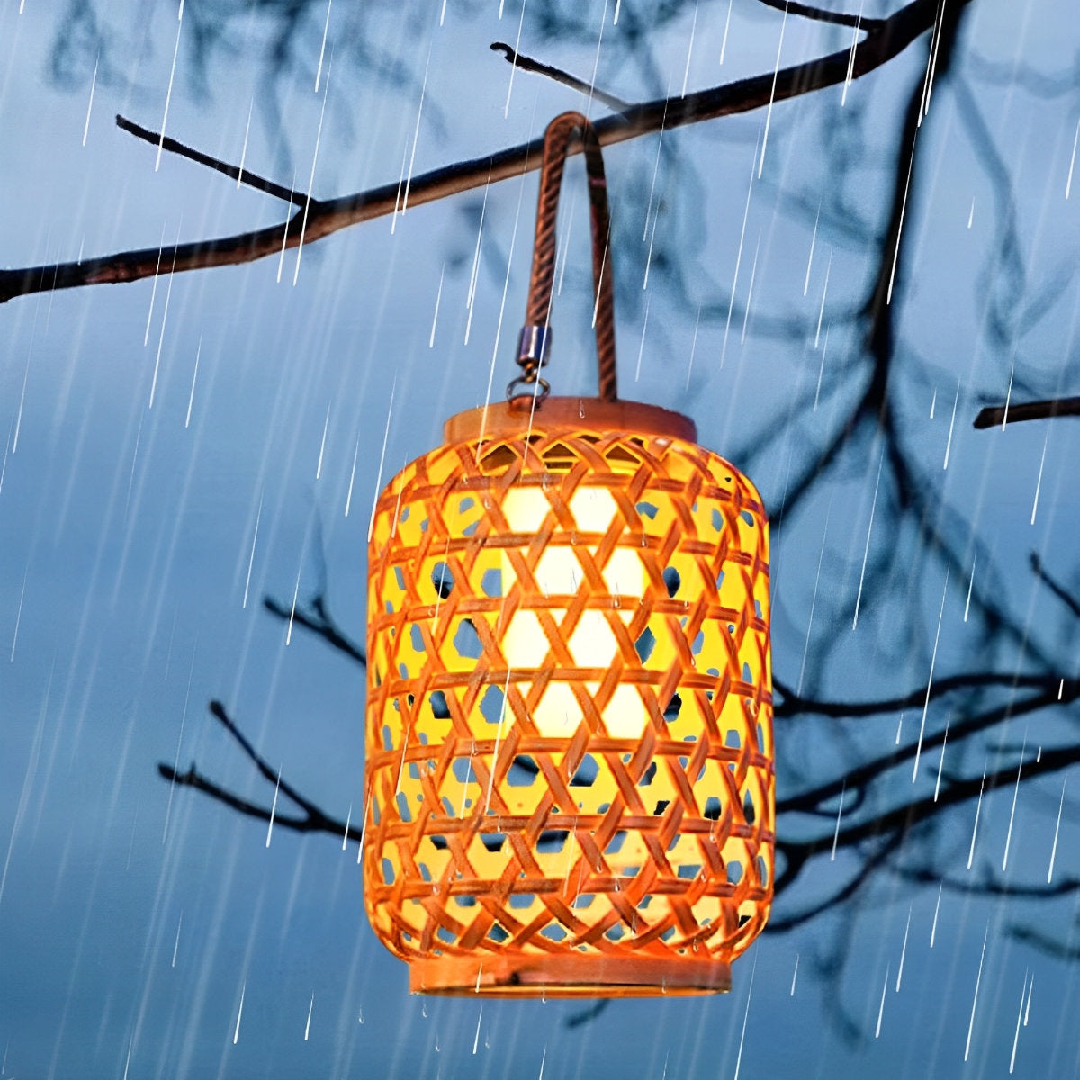 Waterproof Solar Retro Rattan Lanterns Hanging Lights