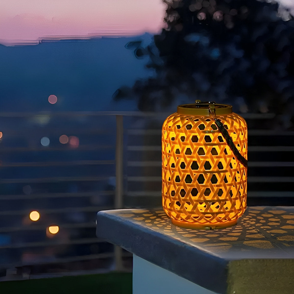 Waterproof Solar Retro Rattan Lanterns Hanging Lights