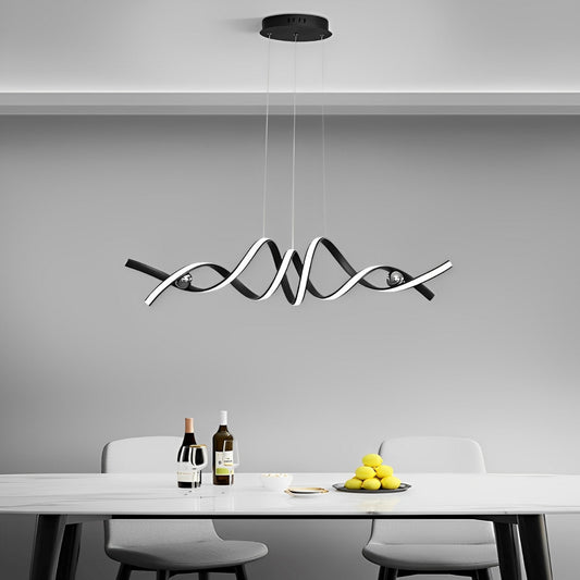 Minimalist Wave Strip Twisted Creative Stepless Dimming LED Chandelier Light Pendant Lamp