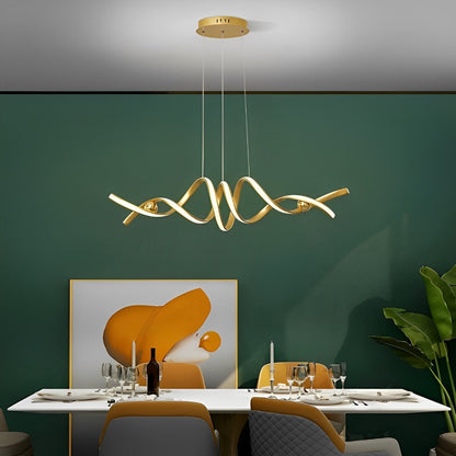 Minimalist Wave Strip Twisted Creative Stepless Dimming LED Chandelier Light Pendant Lamp