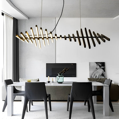 Waves Fishbone Fish Skeleton Strip Stepless Dimming LED Nordic Chandelier Pendant Light