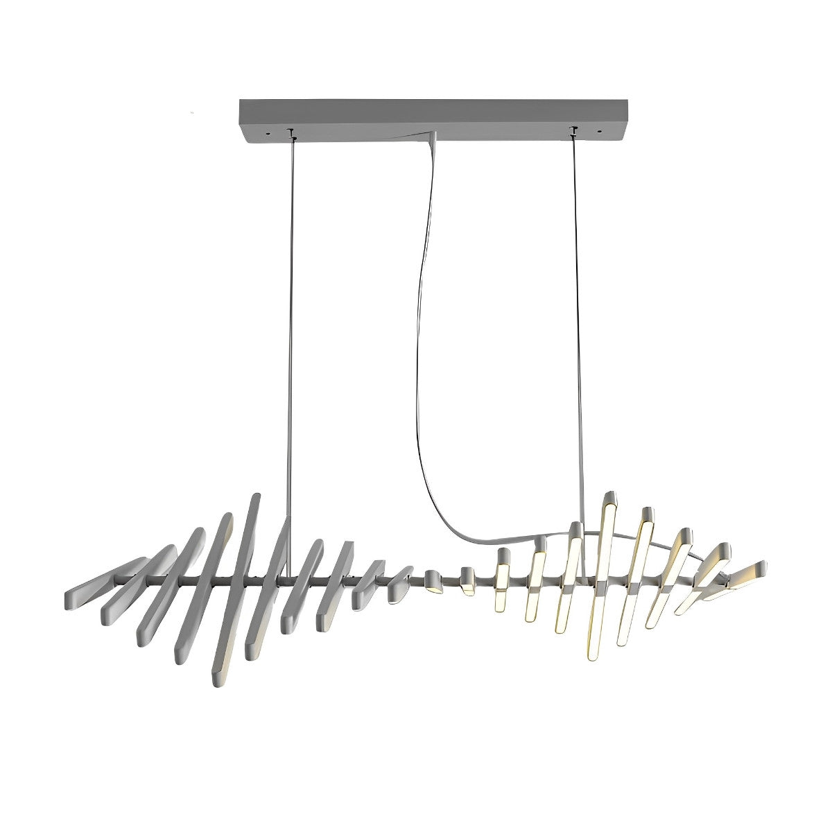 Waves Fishbone Fish Skeleton Strip Stepless Dimming LED Nordic Chandelier Pendant Light