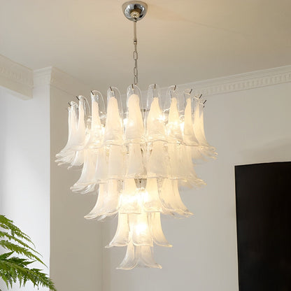 White Luxury Glass Feather Chandelier Light