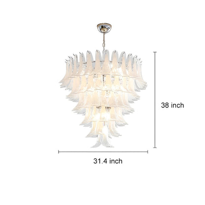 White Luxury Glass Feather Chandelier Light