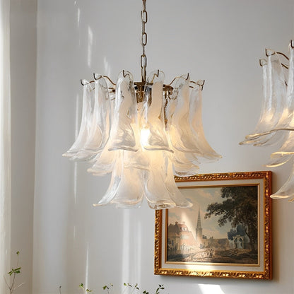 White Luxury Glass Feather Chandelier Light