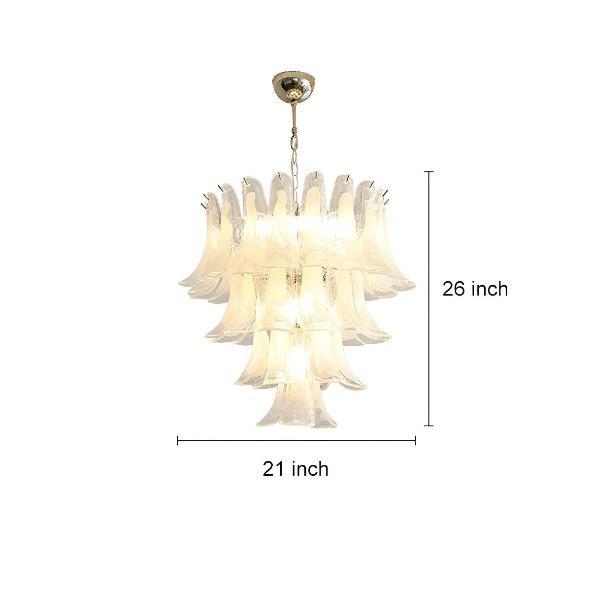 White Luxury Glass Feather Chandelier Light