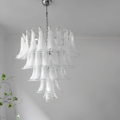 White Luxury Glass Feather Chandelier Light