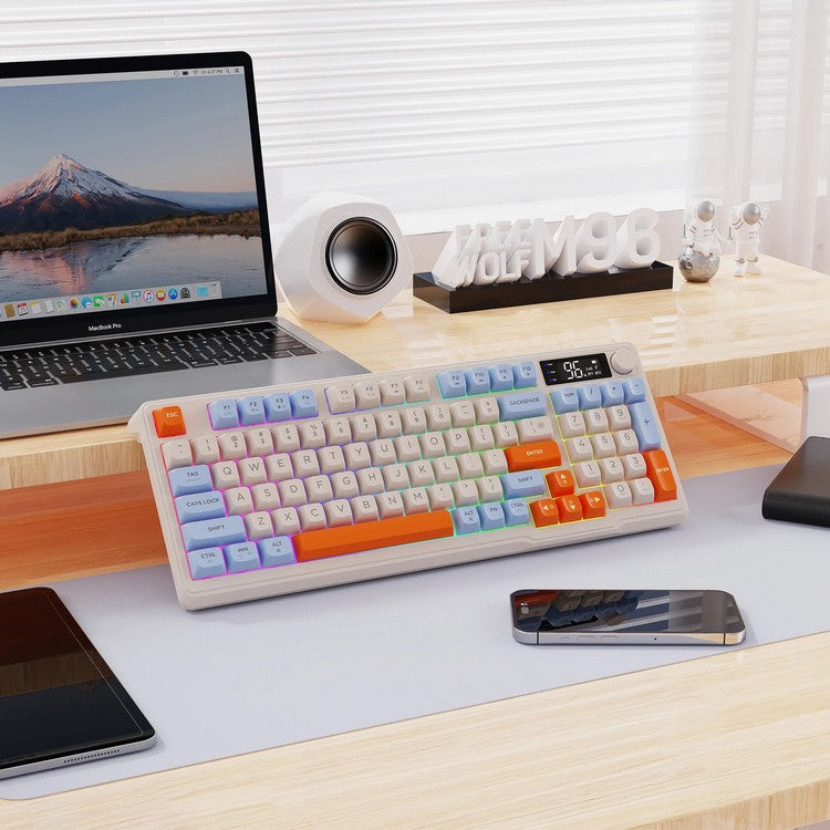 Silent Mechanical Keyboard - Cool Gaming Wireless Design with Display